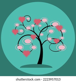 tree circle heart pastel card valentine's day