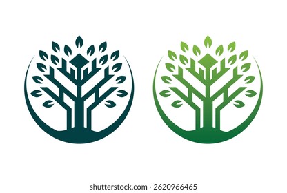 Ein Baum in einem Kreis Symbol Baum Logo Design Vektorgrafik