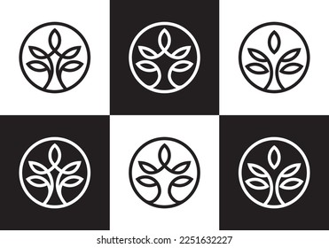 tree with circle logo design. lotus garden symbol vector illustration