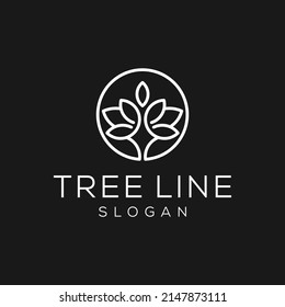 
Tree circle logo icon design template. Round garden plant symbol of natural lines.