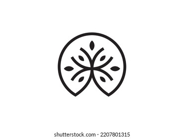 tree circle logo icon design. garden plant natural leaf symbols