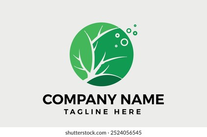 Tree in Circle minimalist Logo branding Design, Editable vector art and illustration.