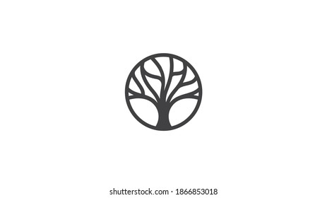 Tree in Circle minimalist Logo Design