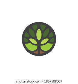 Tree in Circle Modern Logo Design. Tree in Circle Logo on White Background