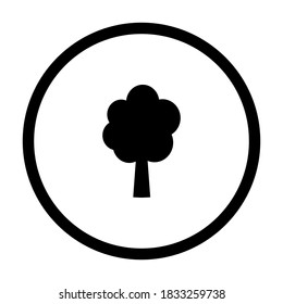 Árbol y círculo sobre blanco