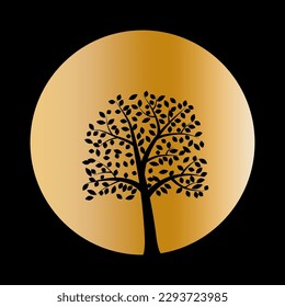 tree in circle. Organic concept. Vector illustration.