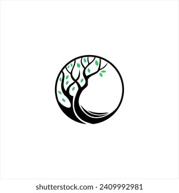 Tree Circle This beautiful tree logo vector is a symbol of life, beauty, growth, strength, and good health.