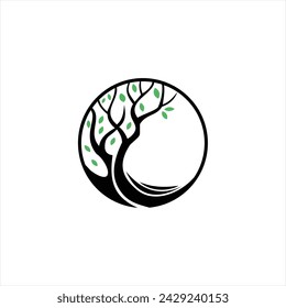Tree Circle This beautiful tree logo vector is a symbol of life, beauty, growth, strength, and good health.