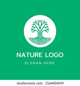 tree circle vector icon logo