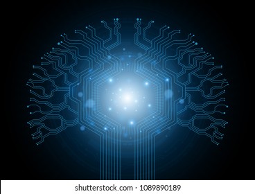 Tree circuit glowing in the lights, Bio technology abstract, Sci-fi and communication concept, Vector illustration background.