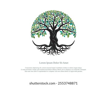 Tree Circular Graphic logo Brand, tree and roots logo