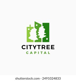 tree city building skyline logo vector icon illustration	