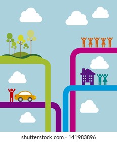 tree city design over sky background vector illustration