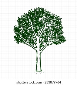 Tree, Classic Etching Style, Outlines