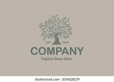 Tree classic old style vintage logo design