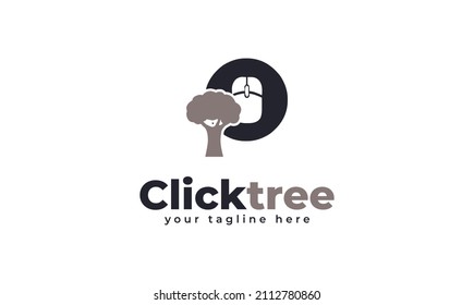 Tree click mouse logo design. vector