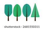 Tree Clipart Set Vector Illustration
