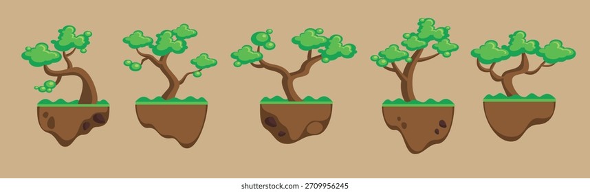 Ilustración vectorial de conjunto de Clipart de árbol