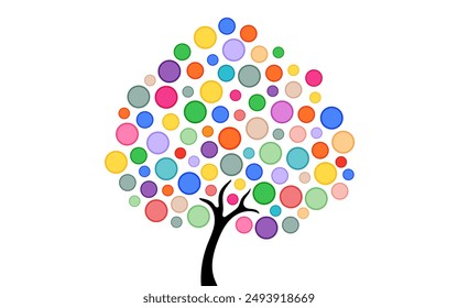 Tree clipart vector illustration business concept product classification colorful leaves branches ornamental decorative naive art background wallpaper