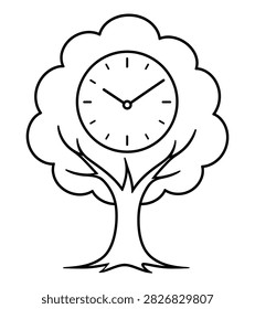 Tree with Clock Face Symbolizing Time and Nature