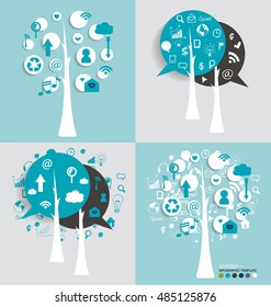 Tree with cloud of application. Vector illustration.