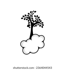 tree and cloud icon logo design 