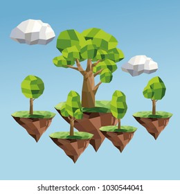 tree and cloud icon. Polygonal image. vector graphic