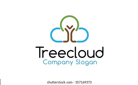 Tree Cloud Logo Vector Symbol Icon Design Illustration