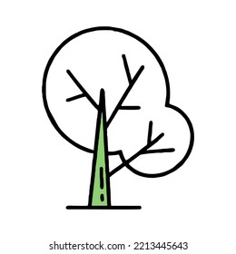 Tree. Co2 concept of climate change. Recycling. Vector doodle