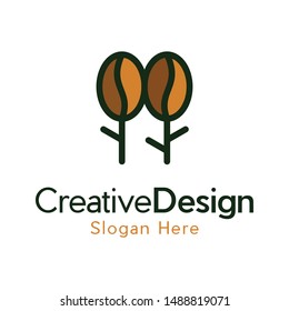 Tree Coffee Bean Naturally Creative Business Logo