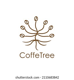 tree and coffee bean shaped logo, suitable for coffee shop and coffee product logo