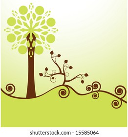 tree with coil shrub and landscape