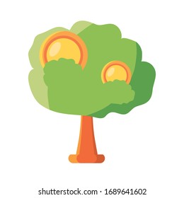 tree with coins on white background vector illustration design