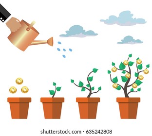 a tree with coins in the pot