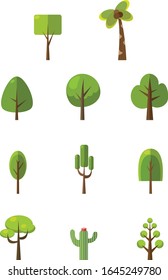 Tree collection Concept, Trees Isolated on White Background, Tree icon vector Flat design