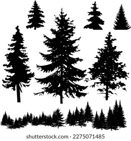 Tree collection, decoration trees, texture background.EPS10
