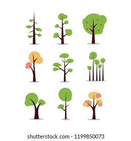 Tree Collection flat design in Vector