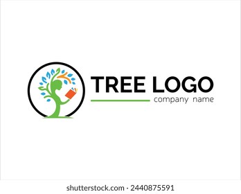 Tree collection in flat style,Logo template design,Tree logo collection style,Coloured logo template design,