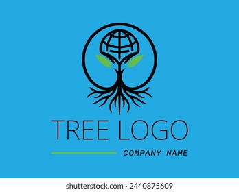 Tree collection in flat style,Logo template design,Tree logo collection style,Coloured logo template design,