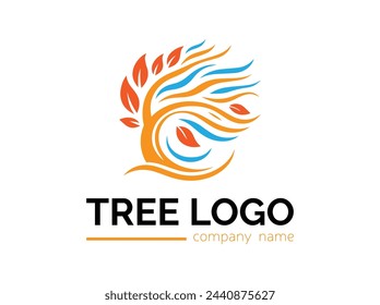 Tree collection in flat style,Logo template design,Tree logo collection style,Coloured logo template design,