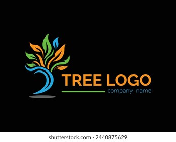 Tree collection in flat style,Logo template design,Tree logo collection style,Coloured logo template design,