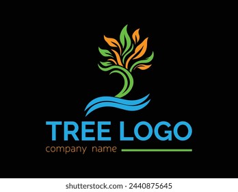 Tree collection in flat style,Logo template design,Tree logo collection style,Coloured logo template design,