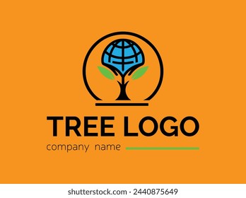 Colección de árbol en estilo plano, Diseño de plantilla de logotipo, Estilo de colección de logotipo de árbol, Diseño de plantilla de logotipo de color,