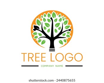 Tree collection in flat style,Logo template design,Tree logo collection style,Coloured logo template design,