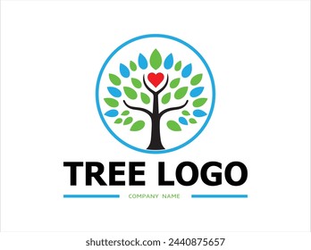 Tree collection in flat style,Logo template design,Tree logo collection style,Coloured logo template design,