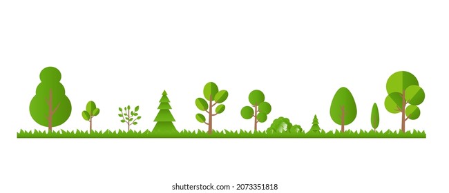 Tree Collection Isolated White Background With Gradient Background, Vector Illustration