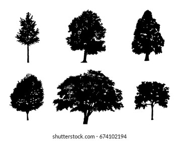 Tree collection set of black silhouette illustration. vector illustration eps