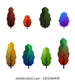 tree collection set in fantasy on isolated. tree set in flat design. Vector diversity set of isolated tree