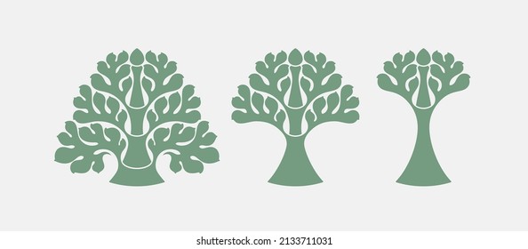 Tree. Collection Of Vector Logo Mark Templates Or Design Elements For Topiary Artist Or Landscape Design Studio