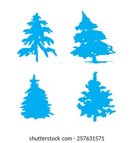 Tree collection - vector silhouette illustration